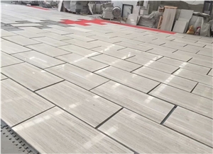 Athens Serpeggiante Wooden White Grain Marble Slabs Tiles